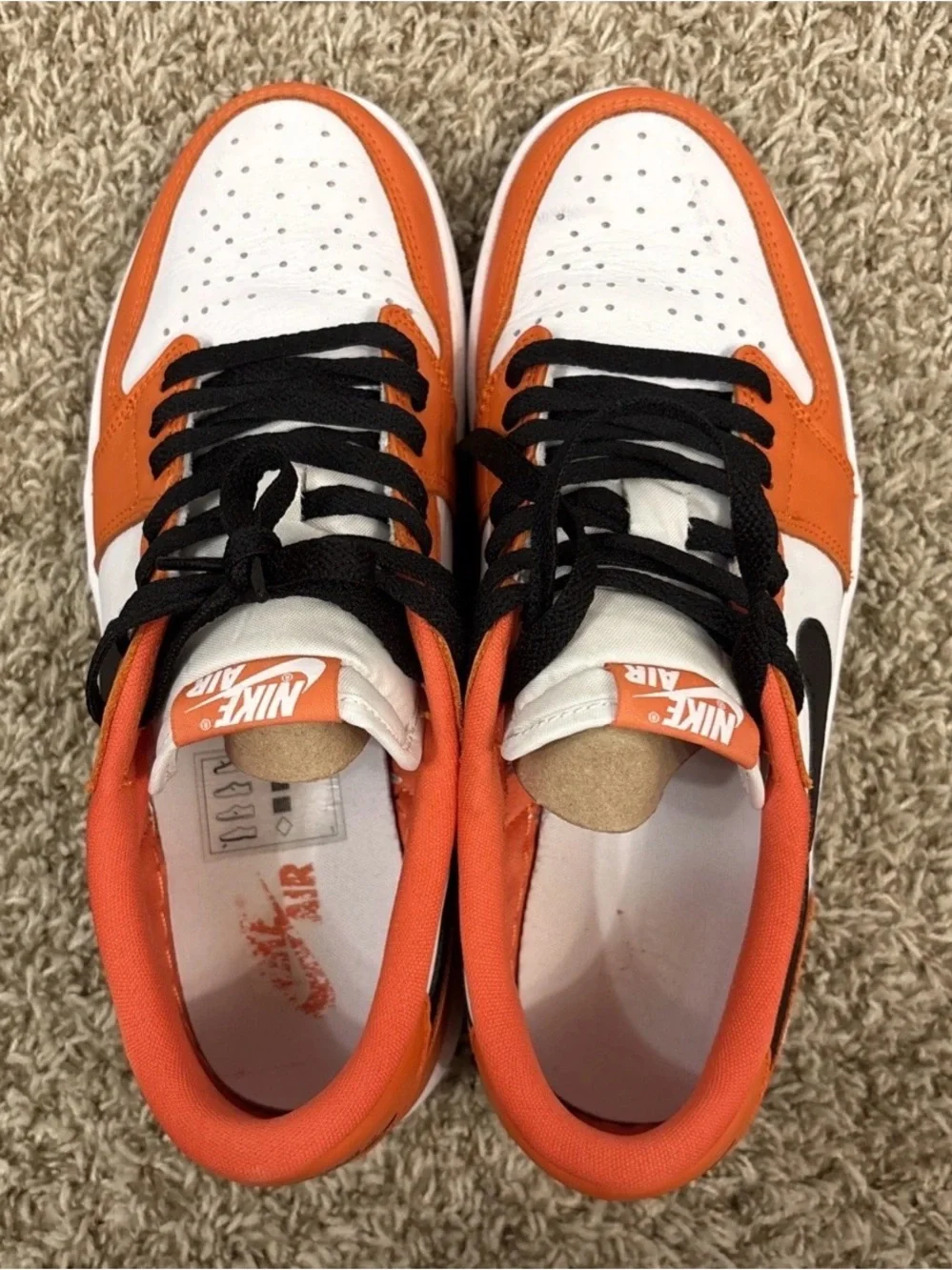 Nike Air Jordan Style Low-Top Sneakers - White / Orange / Black Sz 4.5Y Youth